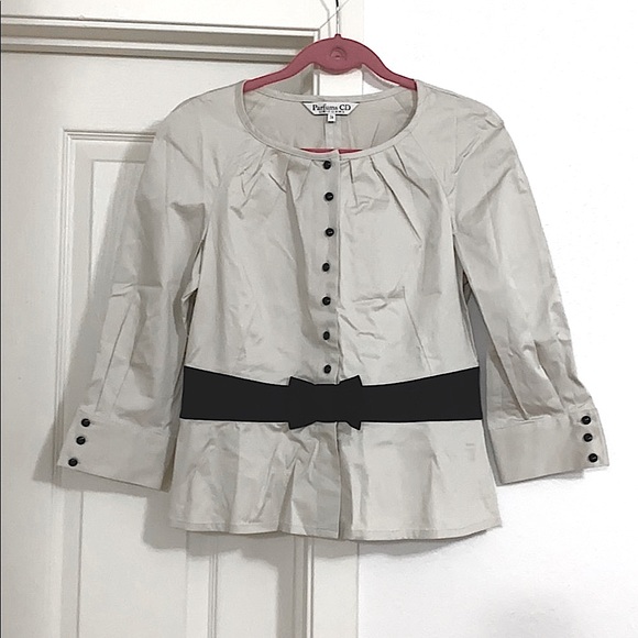 🖤DIOR💕BEIGE-GRAY tone Vintage blouse NEW - Picture 1 of 9